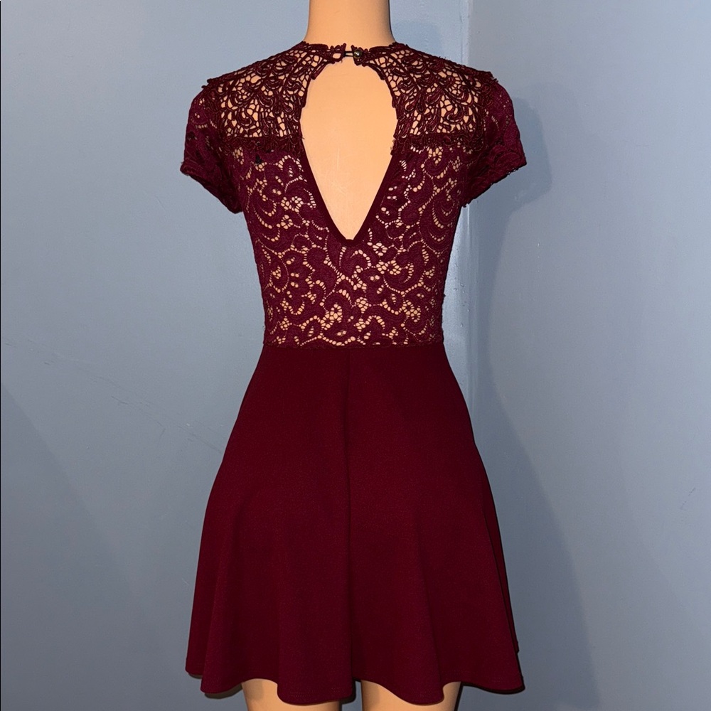 Windsor Burgundy Lace Mini Dress - Picture 4 of 6